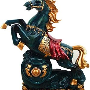 Feng Shui Horse Statue Decor, Animal Sculptures Home Decor Modern for Table Office Decoration Ornaments for Wealth And Success Good Lucky Gifts,Blue