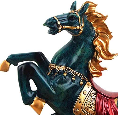 Feng Shui Horse Statue Decor, Animal Sculptures Home Decor Modern for Table Office Decoration Ornaments for Wealth And Success Good Lucky Gifts,Blue - 画像 (3)