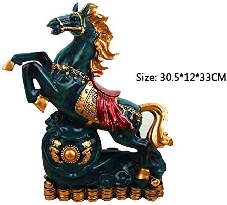 Feng Shui Horse Statue Decor, Animal Sculptures Home Decor Modern for Table Office Decoration Ornaments for Wealth And Success Good Lucky Gifts,Blue - 画像 (4)