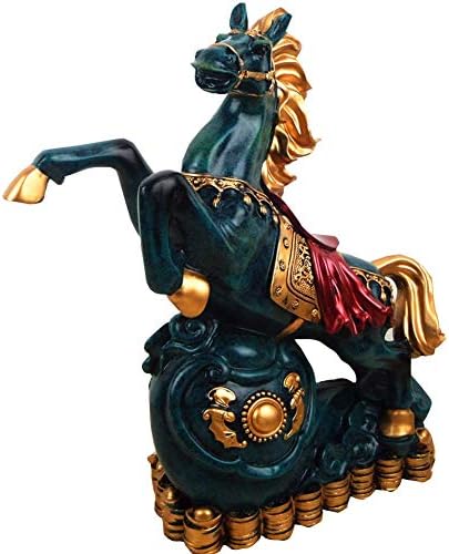 Feng Shui Horse Statue Decor, Animal Sculptures Home Decor Modern for Table Office Decoration Ornaments for Wealth And Success Good Lucky Gifts,Blue - 画像 (5)