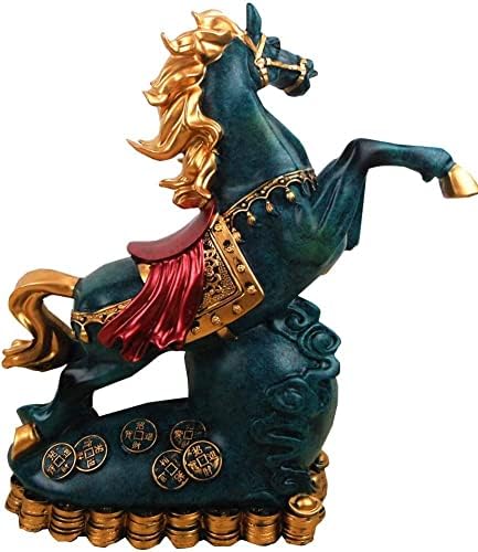 Feng Shui Horse Statue Decor, Animal Sculptures Home Decor Modern for Table Office Decoration Ornaments for Wealth And Success Good Lucky Gifts,Blue - 画像 (6)